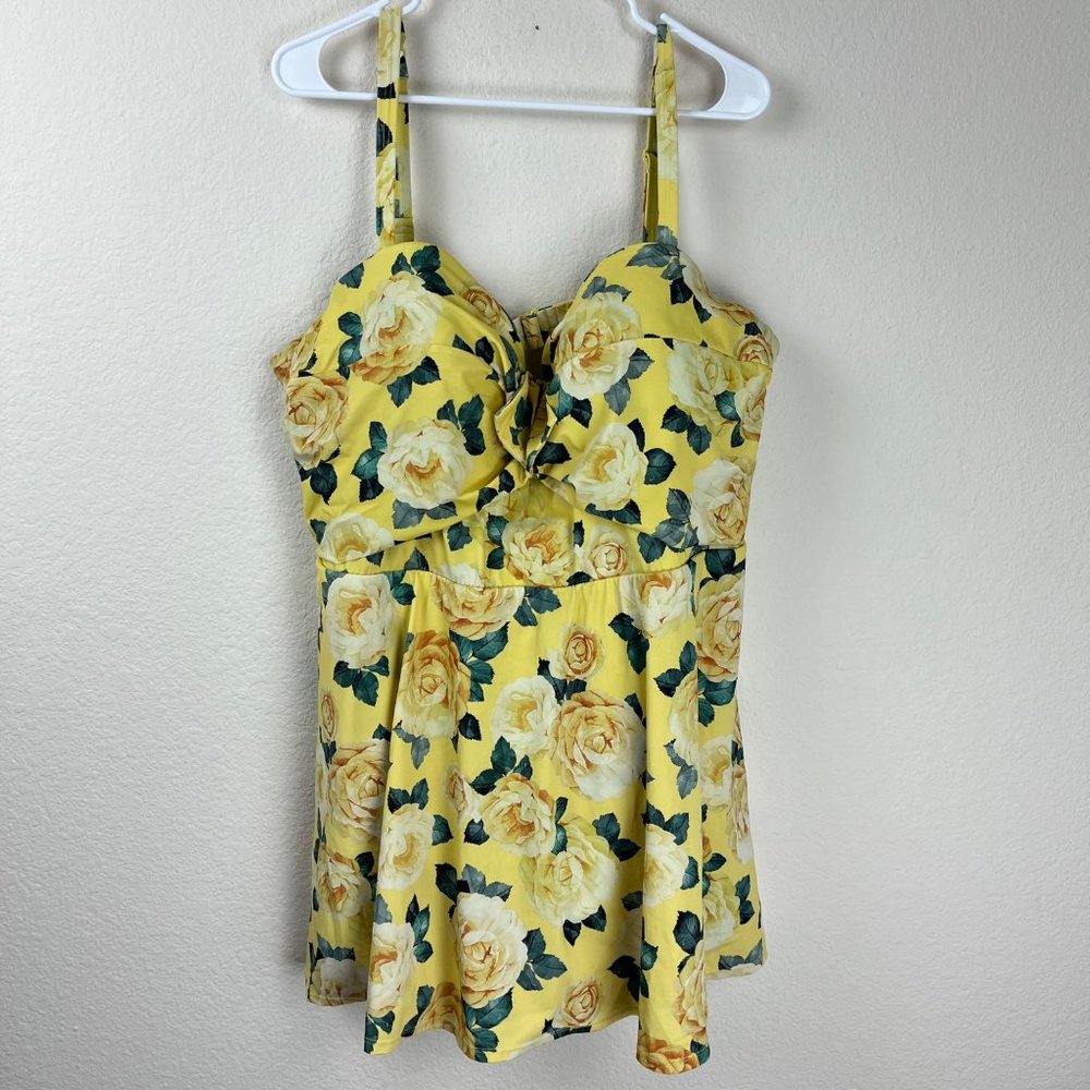 Torrid Yellow Floral One Piece Swimsuit